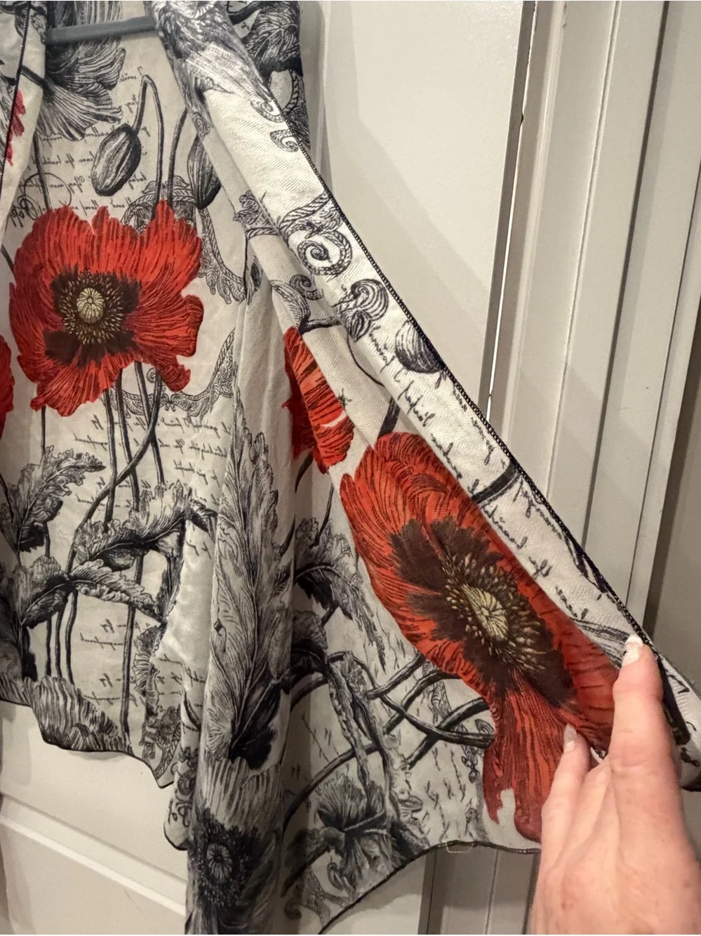 Floral Red & Gray Lightweight Shawl kimono